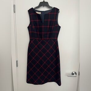 Hobb London, Navy and Red Checkered Dress, 100% Wool, US Size 6
